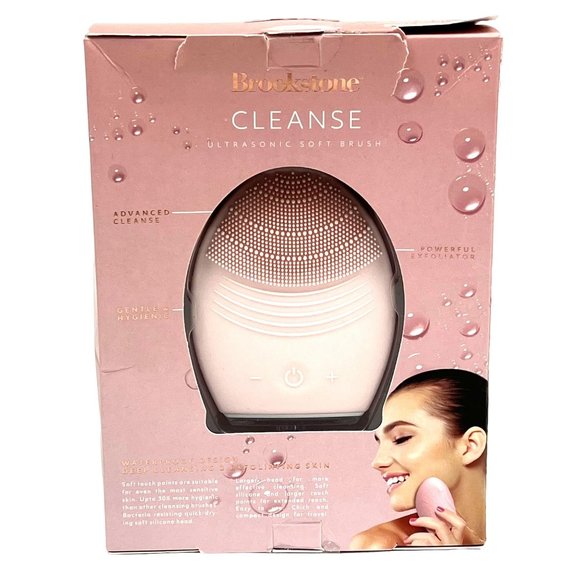 Brookstone Cleanse Ultrasonic Silicone Soft Brush Waterproof Exfoliating - Picture 1 of 4